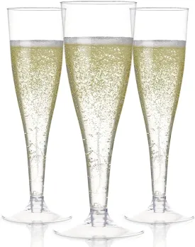 100 Clear Disposable Champagne Flutes - Glasses For Weddings, Parties, New Years