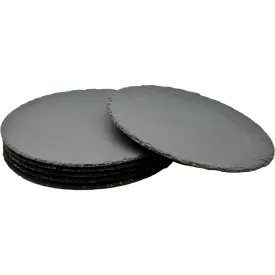 30cm Round Slate Placemats - Pack of Six - By Argon Tableware