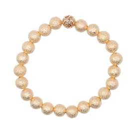 8mm 14k Yellow Gold Filled Diamond Dust Beaded Bracelet