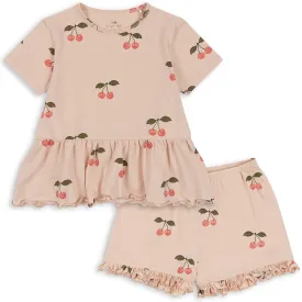 Basic Frill T-shirt and Shorts Set in Ma Grande Cerise Pink by Konges Sløjd