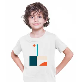 Fun Abstract Basic Shapes Art Print T-Shirt for Kids - Short Sleeve Round Neck Design