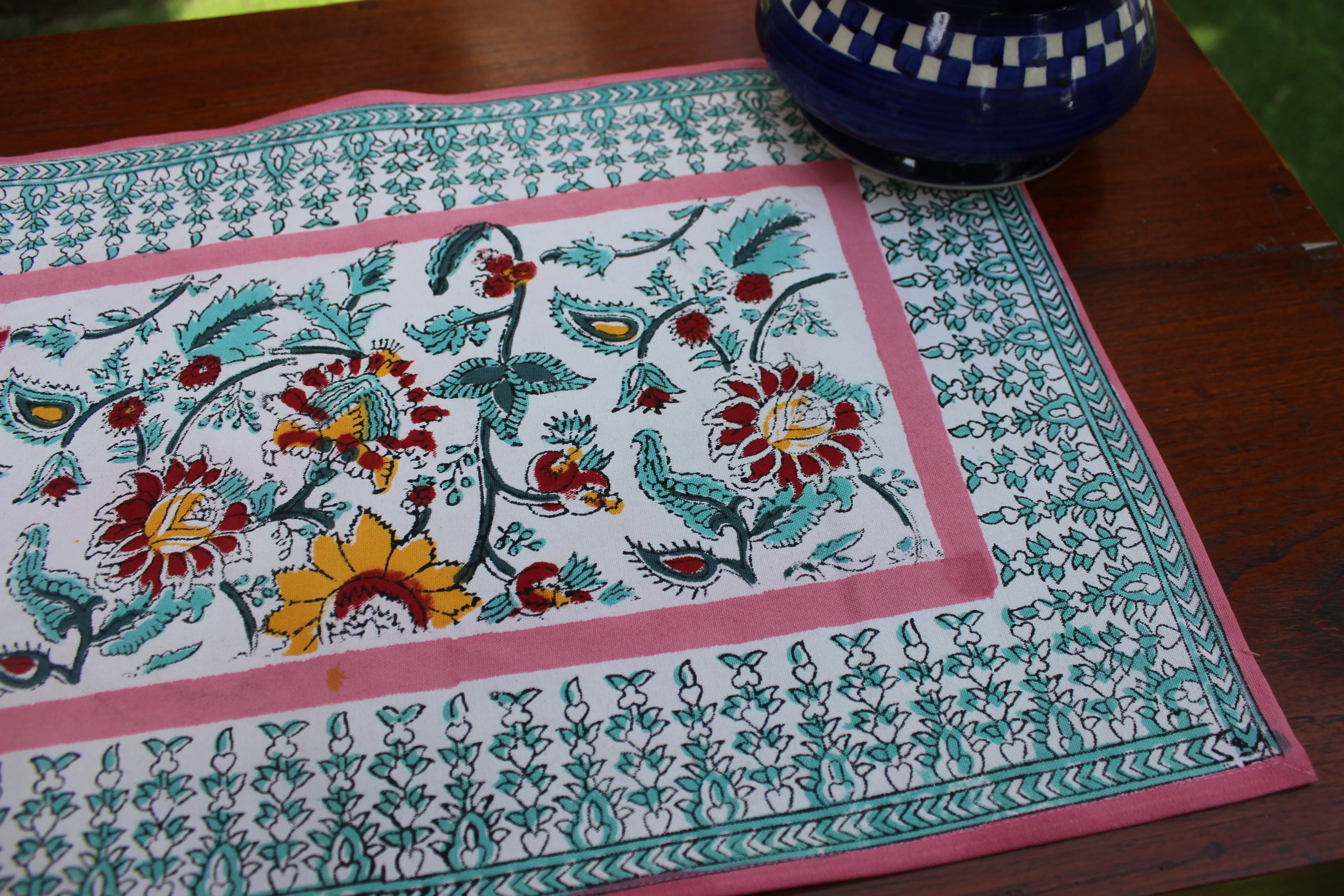 Block Print Cotton Placemats Set of 6 | Frangipani