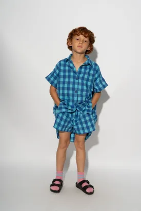 BLUE GINGHAM BOXER SHORTS