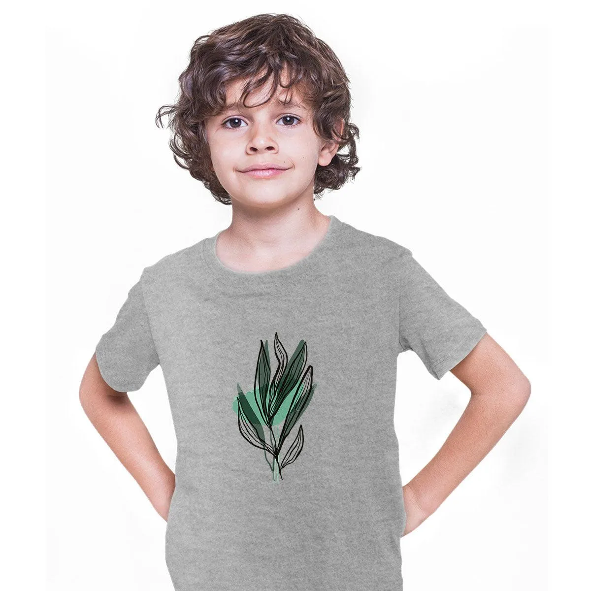 Botanical Leaf Floral T-Shirt Summer Colorful Art Print Plant Abstract T-shirt for Kids