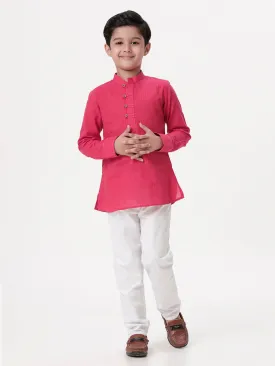 Boys Breeze Cotton Full Sleeves Dark Pink Kurta with Pyjama Pant Combo