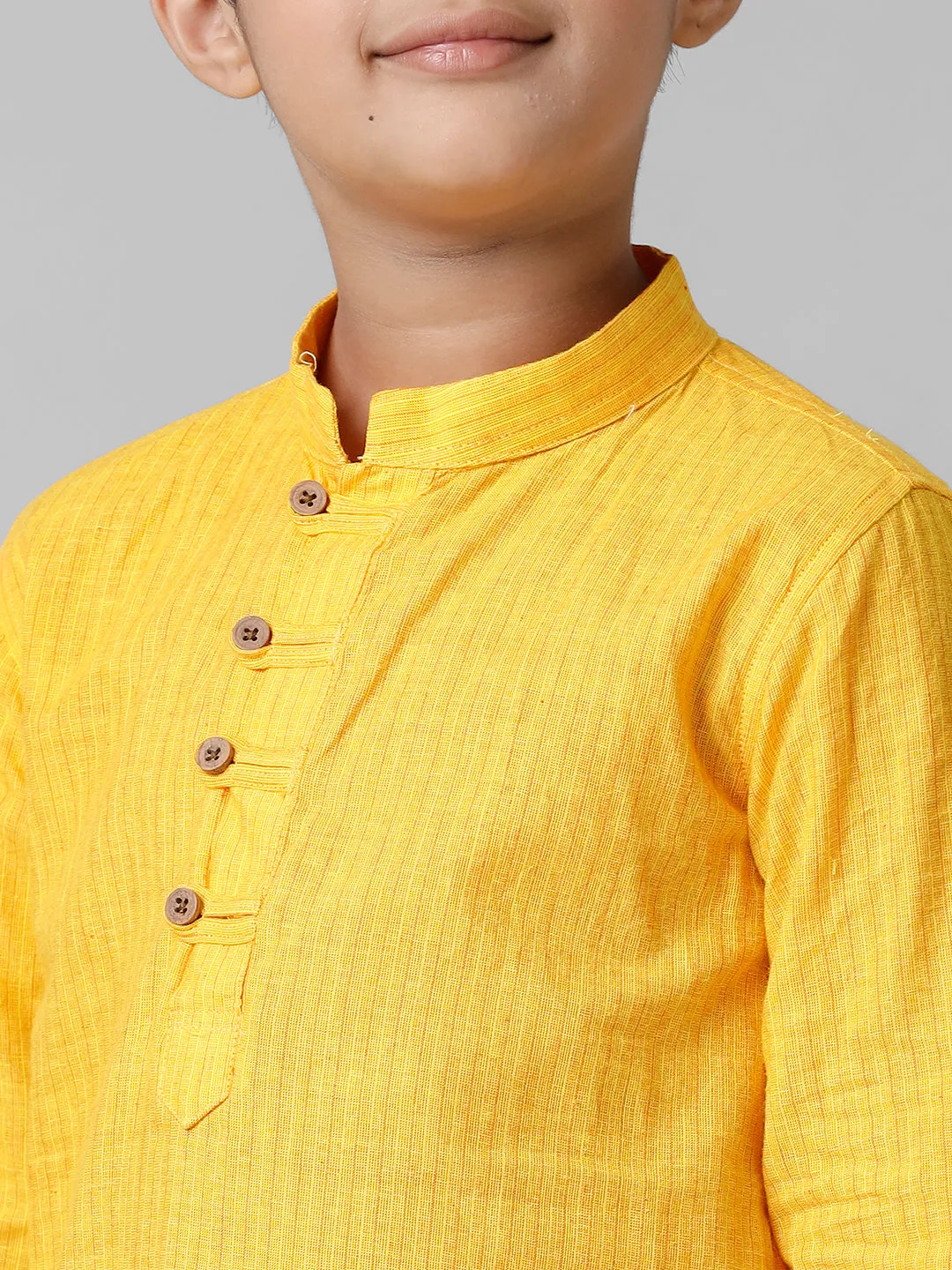 Boys Breeze Cotton Yellow Kurta with Cream Elastic Panchakacham Combo COT7