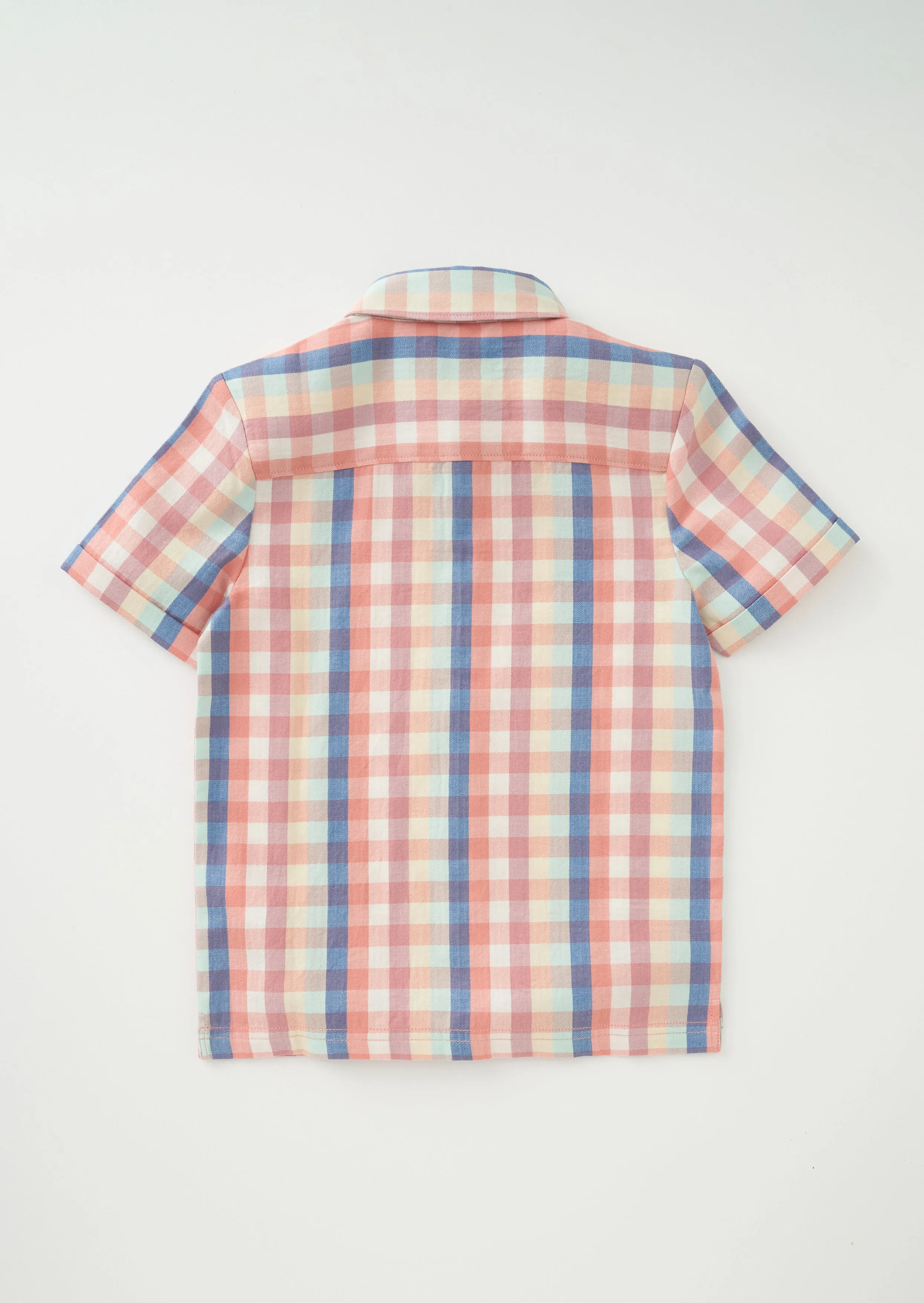 Boys Checked Half Sleeves Cotton Pink Shirt