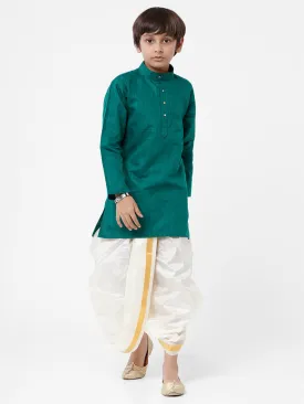 Boys Kurta & Panchakacham Set Green