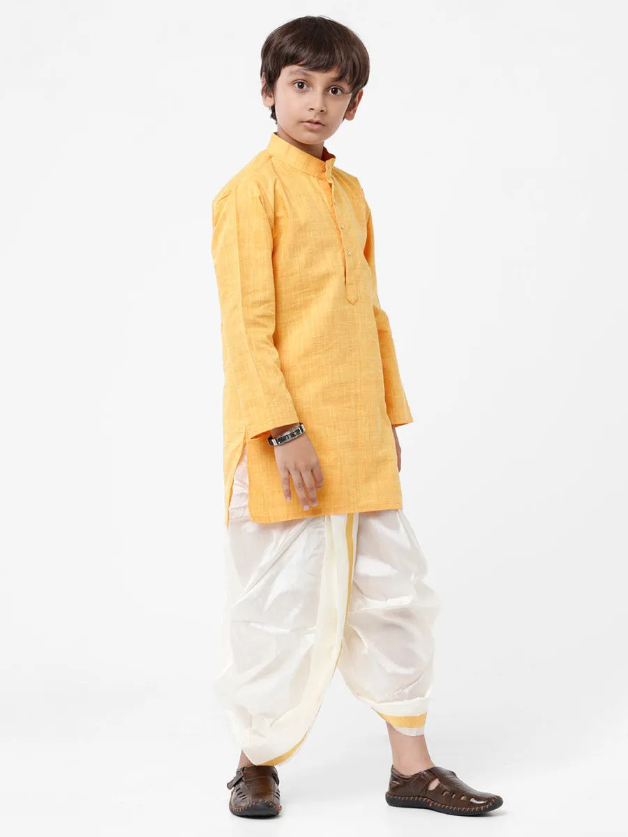 Boys Kurta & Panchakacham Set Yellow