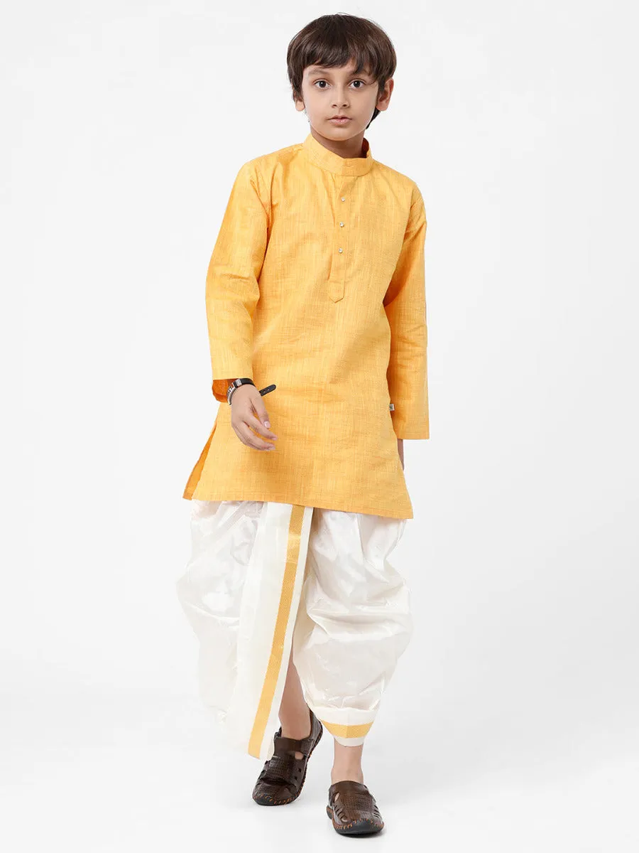 Boys Kurta & Panchakacham Set Yellow