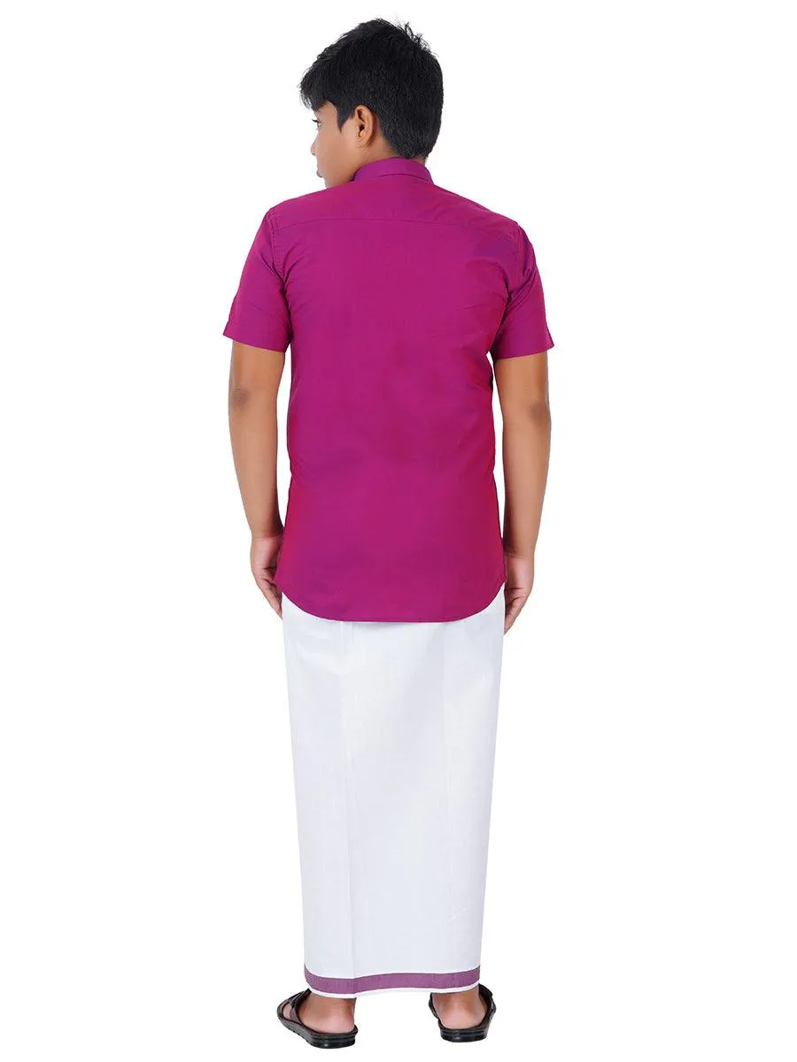 Boys Matching Dhoti & Shirt Combo Purple G111