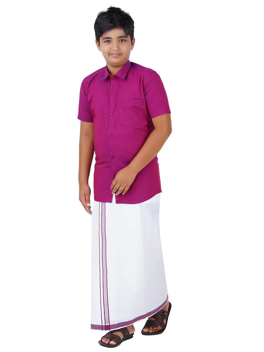 Boys Matching Dhoti & Shirt Combo Purple G111