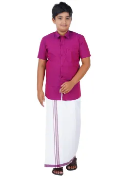 Boys Matching Dhoti & Shirt Combo Purple G111