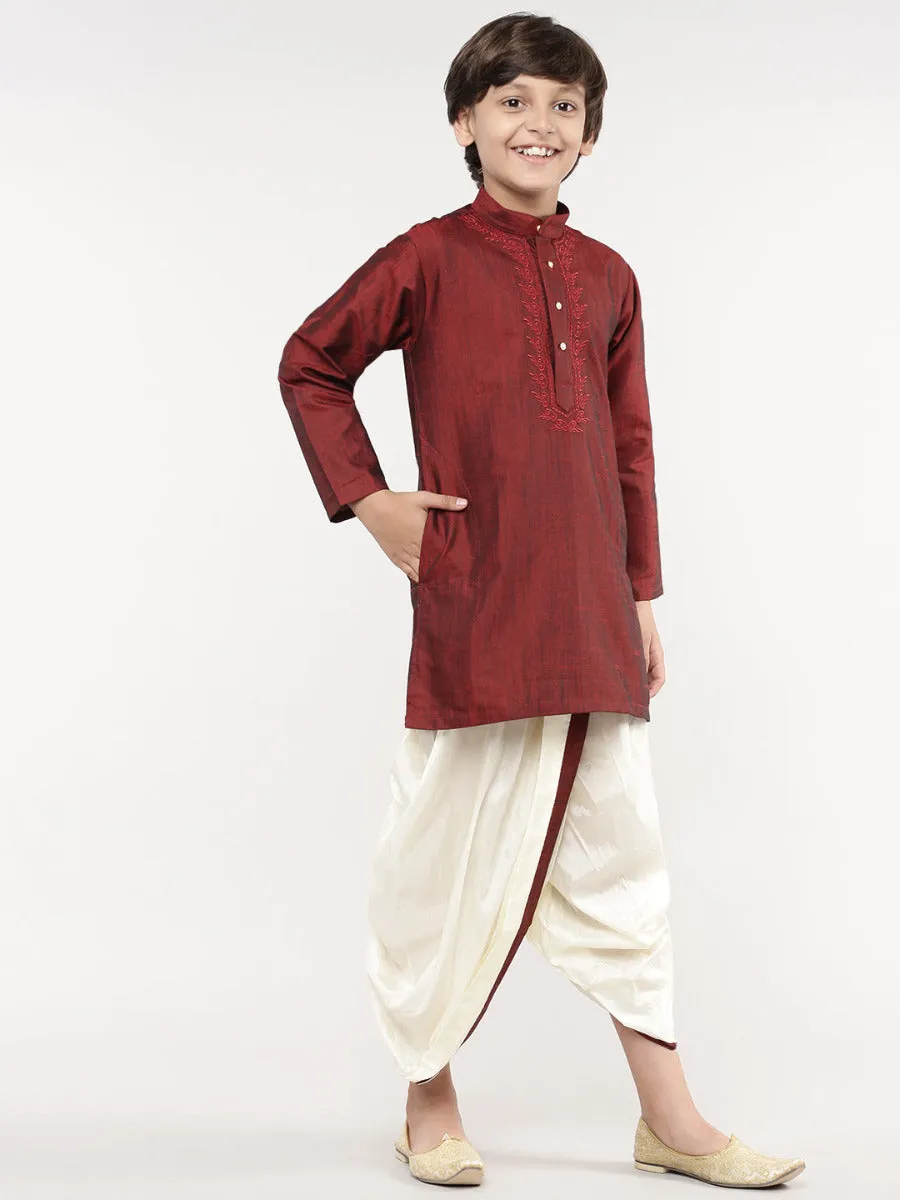 Boys Matching Kurta & Panchakacham Joy Set Maroon VB7