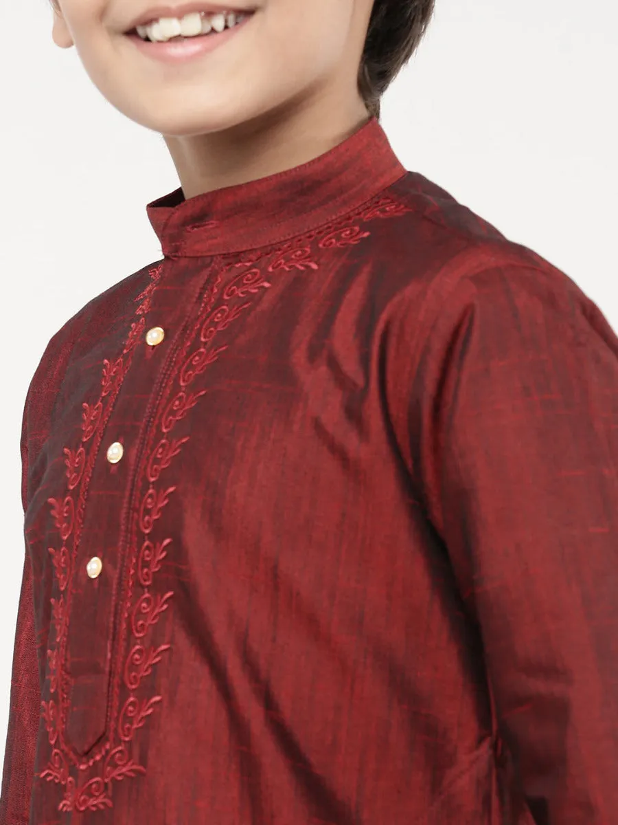 Boys Matching Kurta & Panchakacham Joy Set Maroon VB7