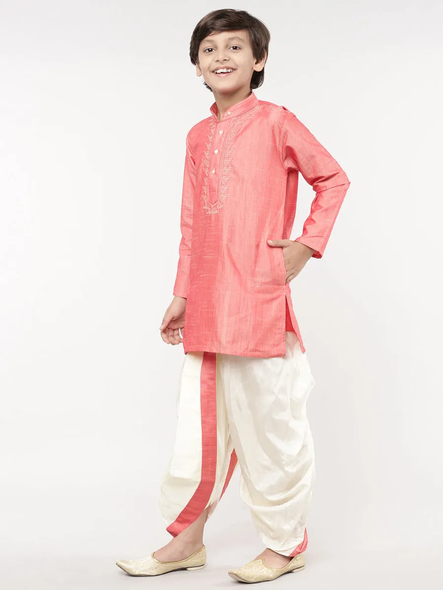 Boys Matching Kurta & Panchakacham Joy Set Red VB1
