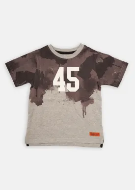 Boys Paint Splat Printed Cotton Grey T-Shirt