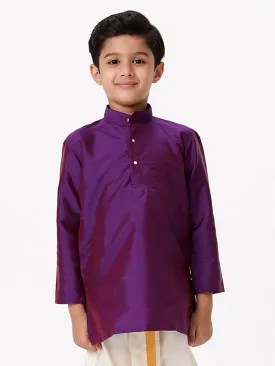 Boys Silk Cotton Full Sleeves Violet Kurta