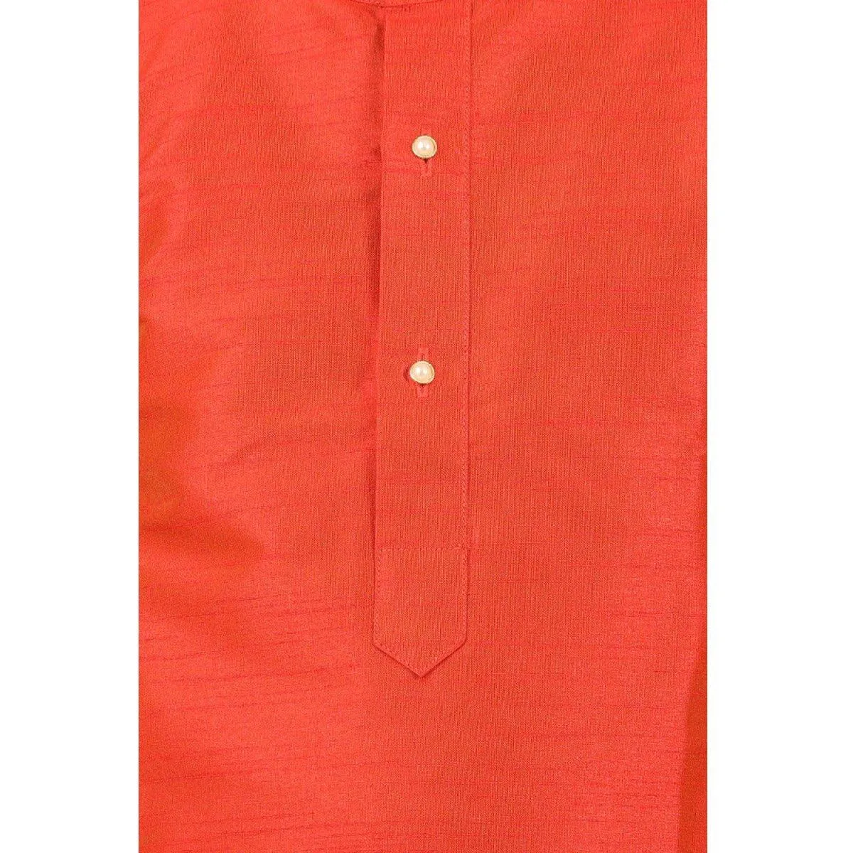 Boys Slub Kurta Panchakacham Set Fire Brick