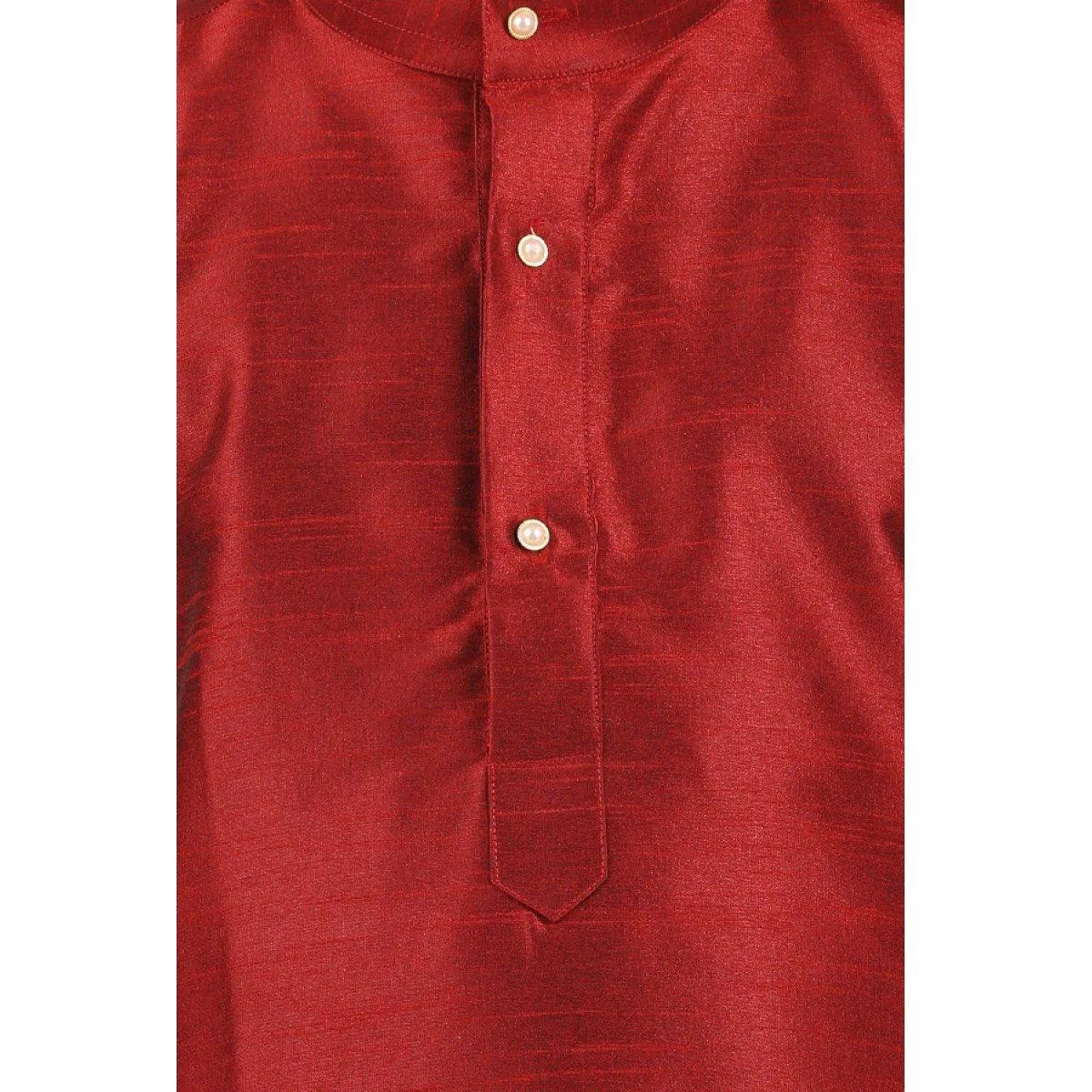 Boys Slub Kurta Panchakacham Set Maroon