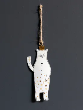 Christmas Ornament - White Bear W/Crown