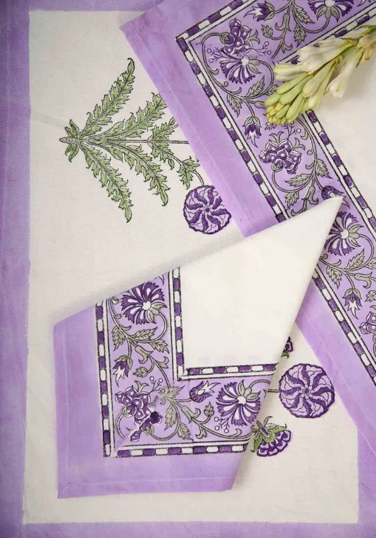 Diana Bud Hand Block Print Placemat & Napkin Set