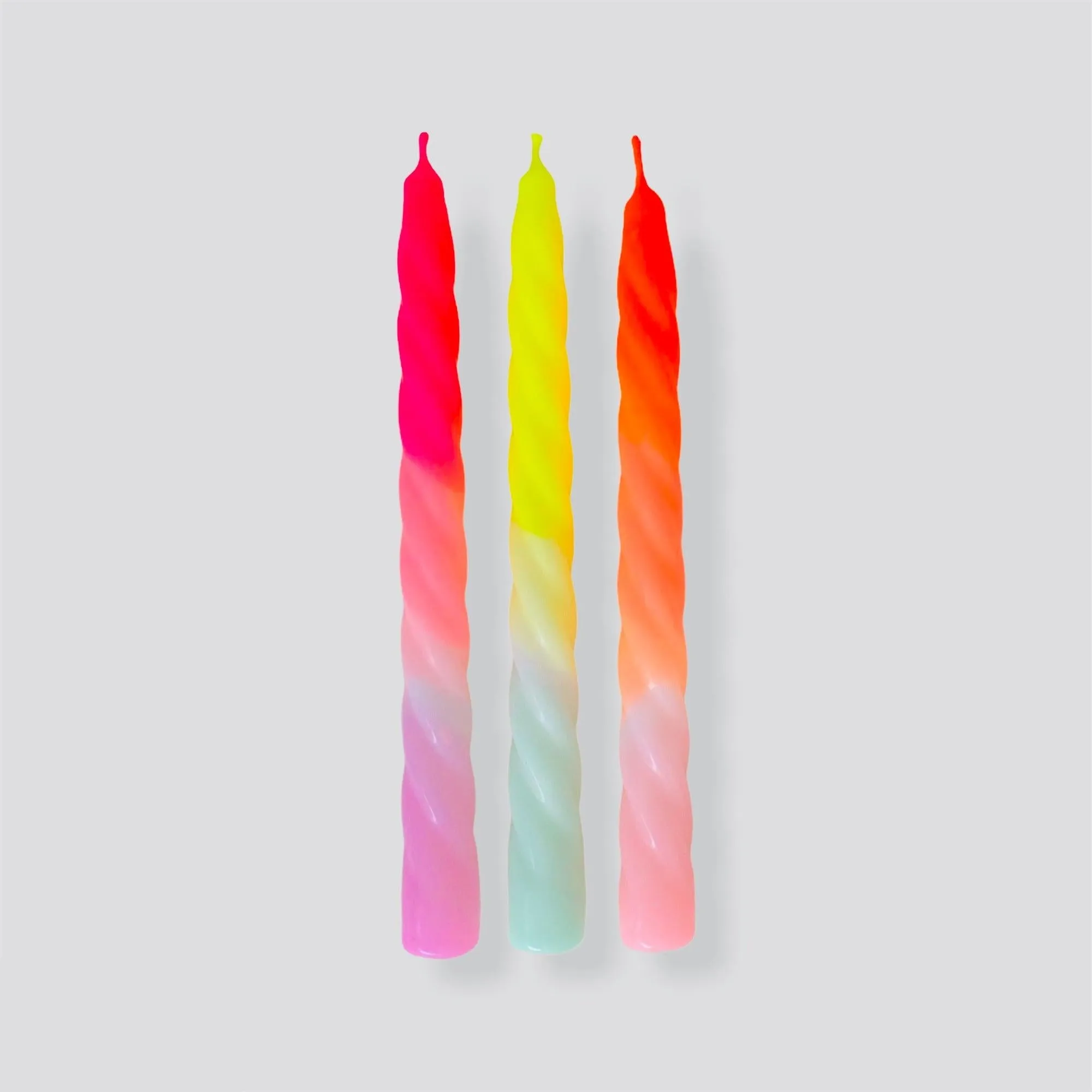 Dip Dye Neon Twisted Candles