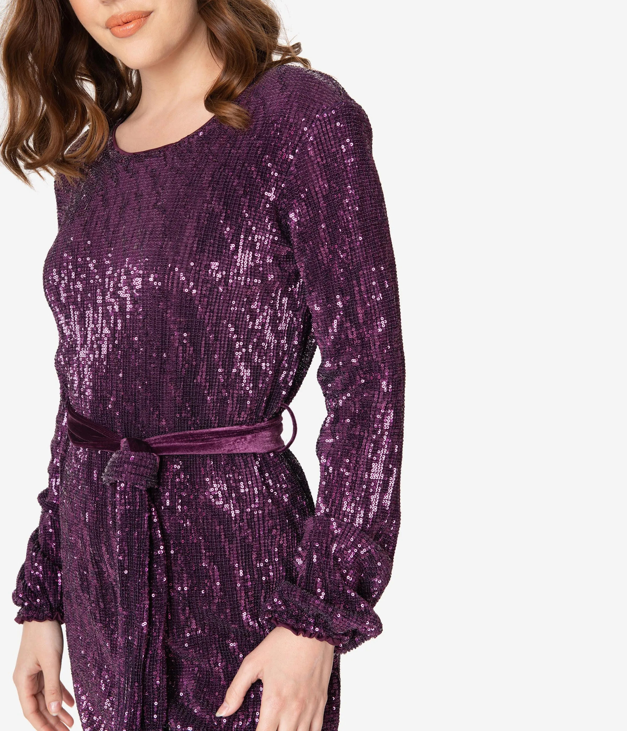 Eggplant Sequin Mini Dress