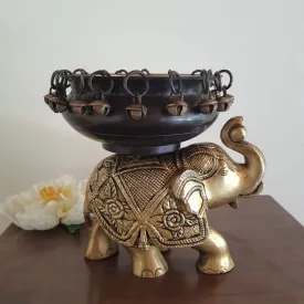 Elephant Brass Urli With Copper Finish