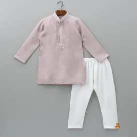 Faux Mirror Work Front Placket Kurta And Pyjama