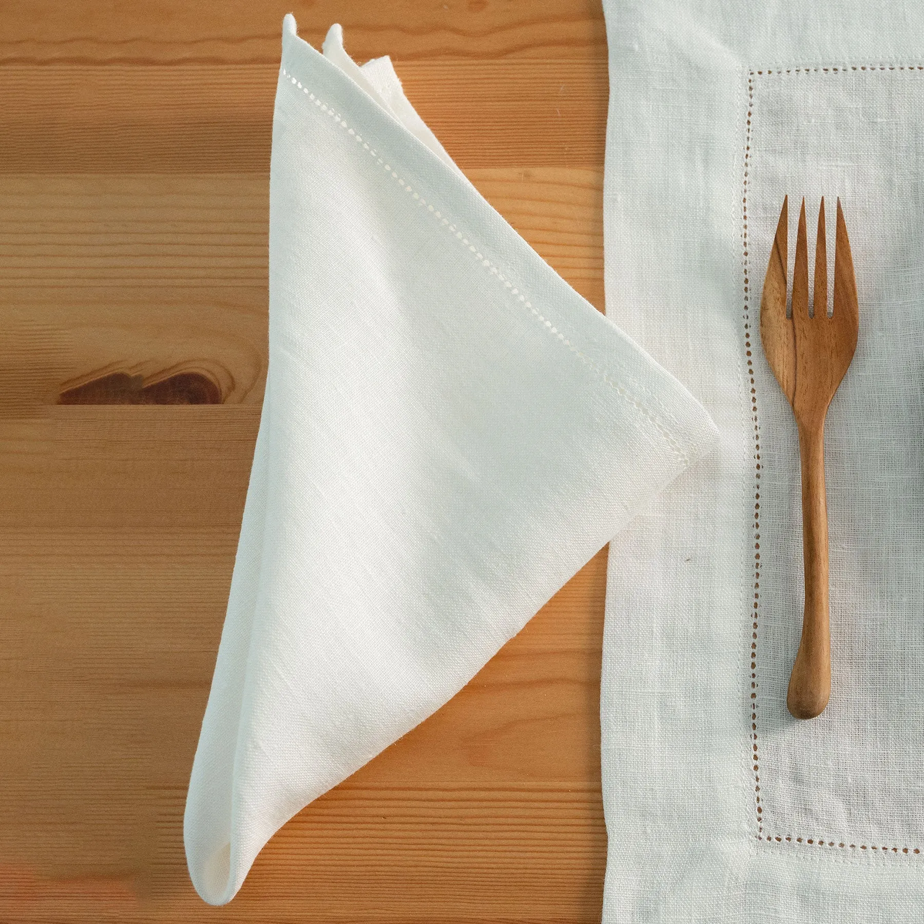 FLAXBURY 100% Organic Linen Hemstitched Placemats & Napkins