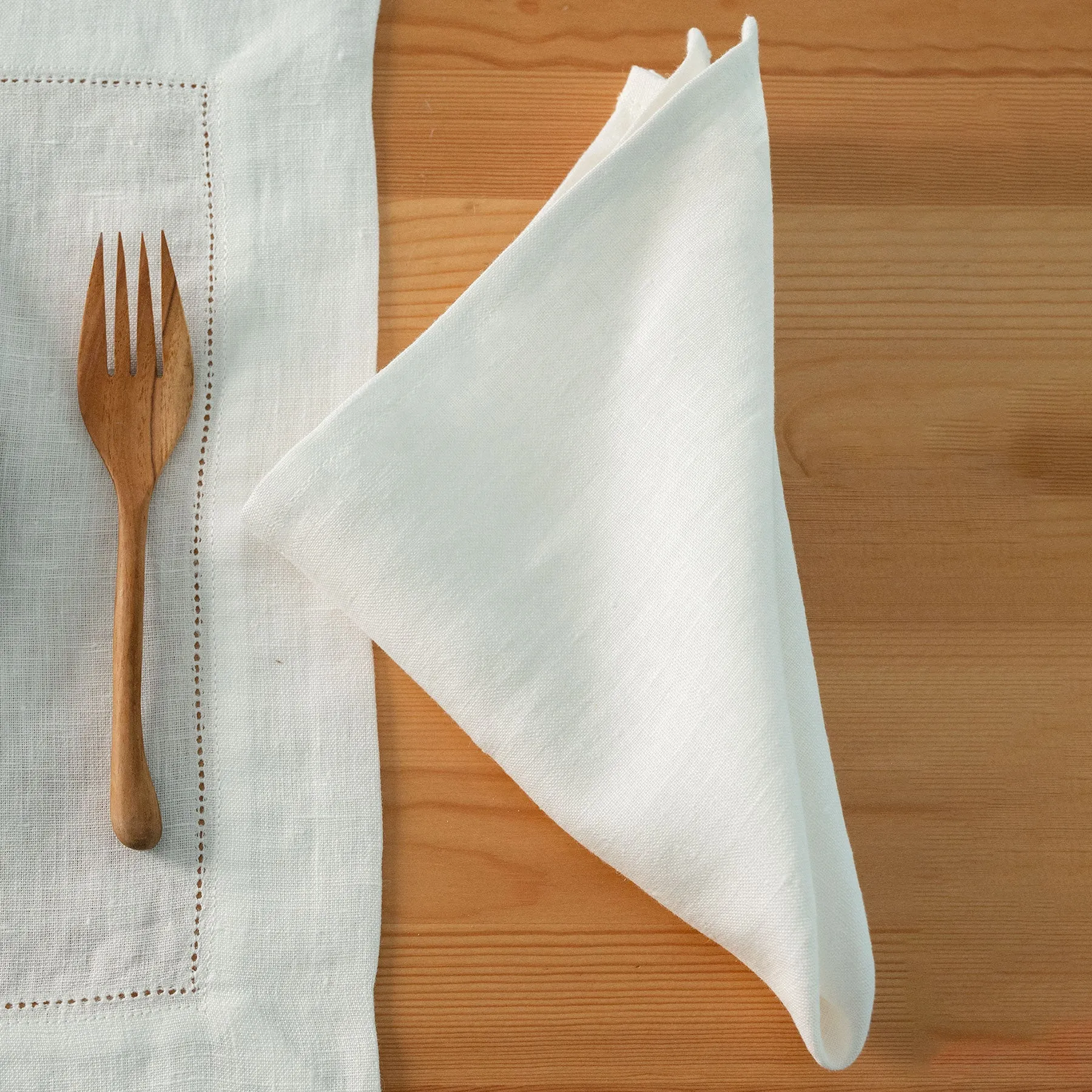 FLAXBURY 100% Organic Linen Hemstitched Placemats & Napkins