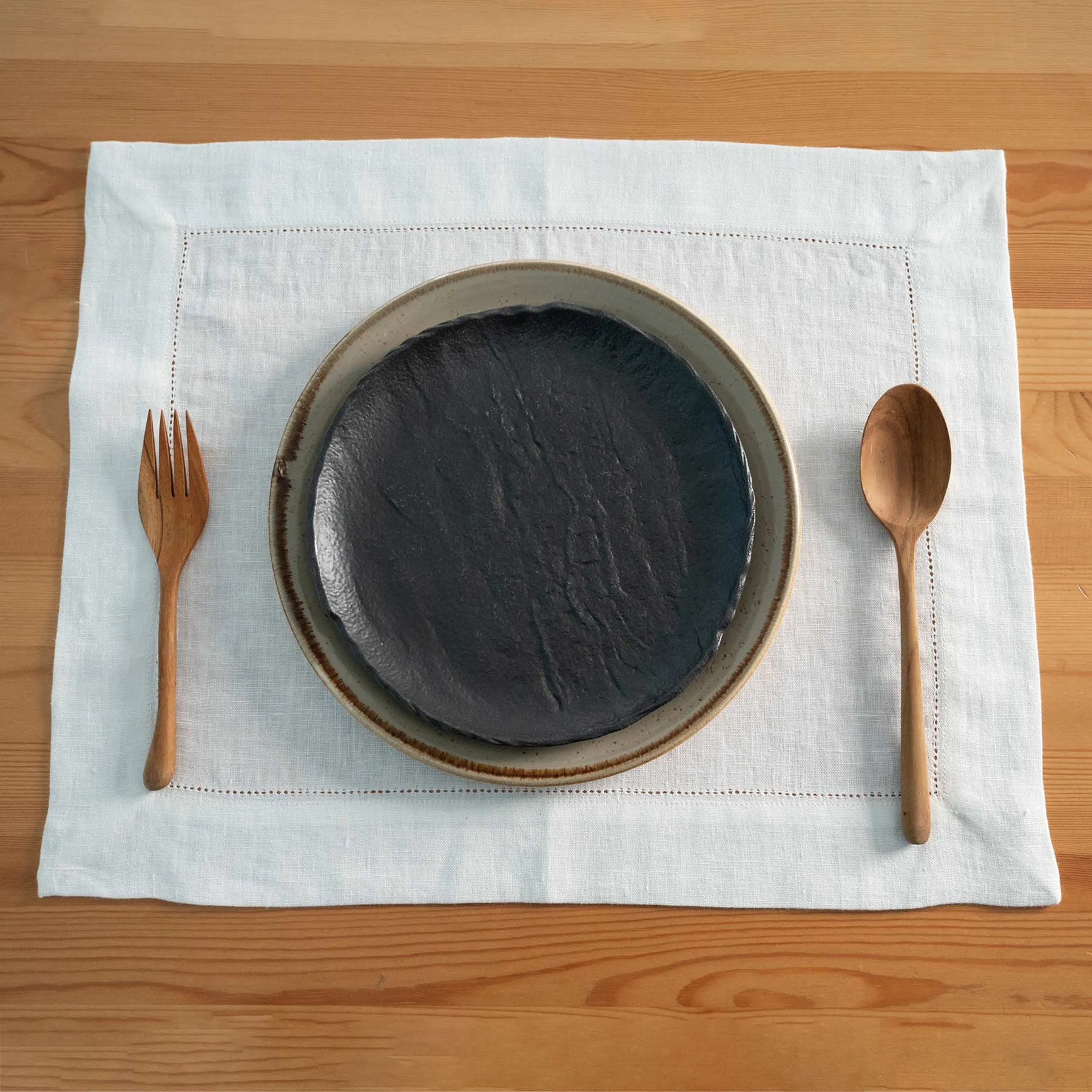 FLAXBURY 100% Organic Linen Hemstitched Placemats & Napkins