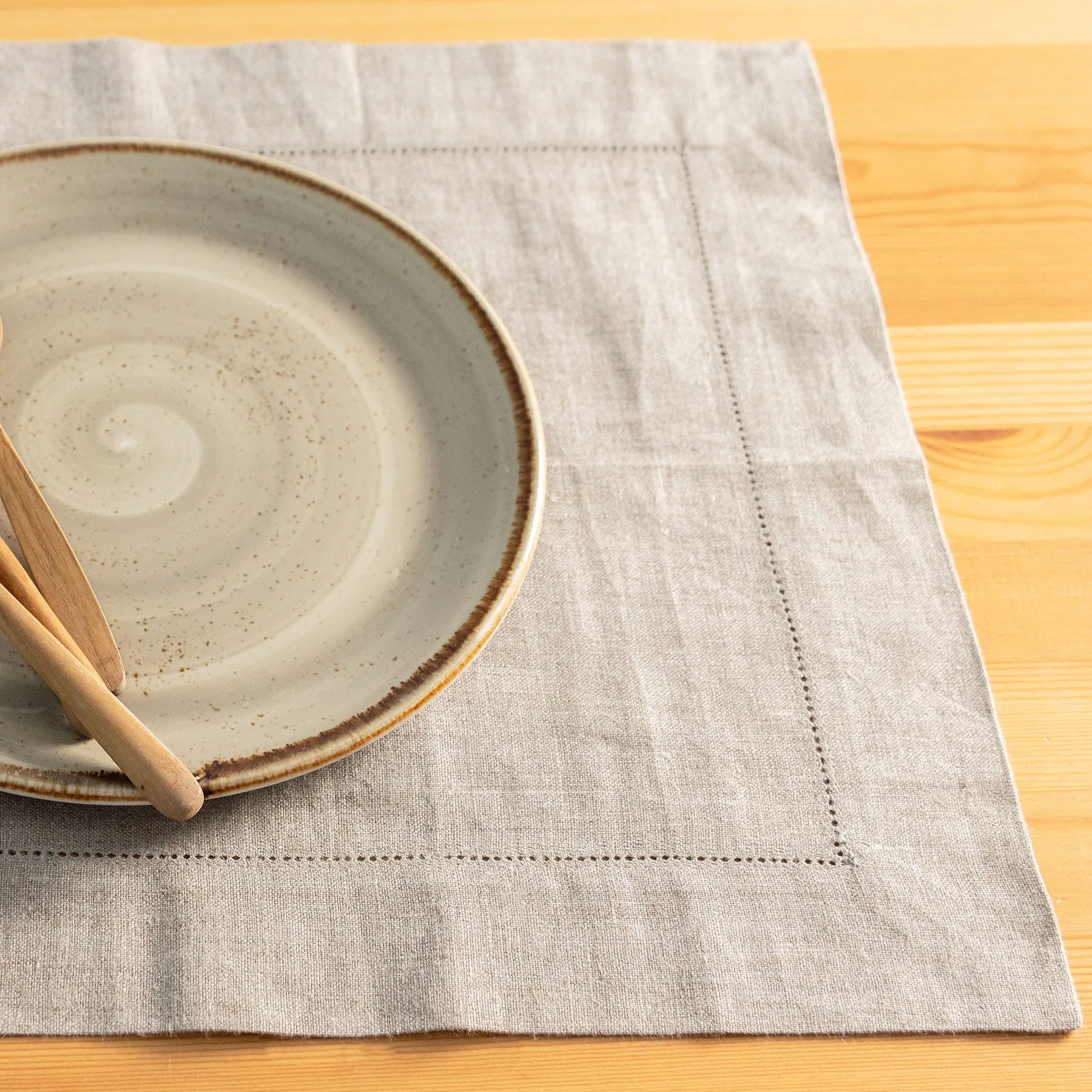 FLAXBURY 100% Organic Linen Hemstitched Placemats & Napkins