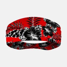 Floral Red Black Double-Side Wide Headband