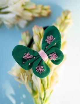 Green Meadow Butterfly Hair Clip for Girls | Handmade