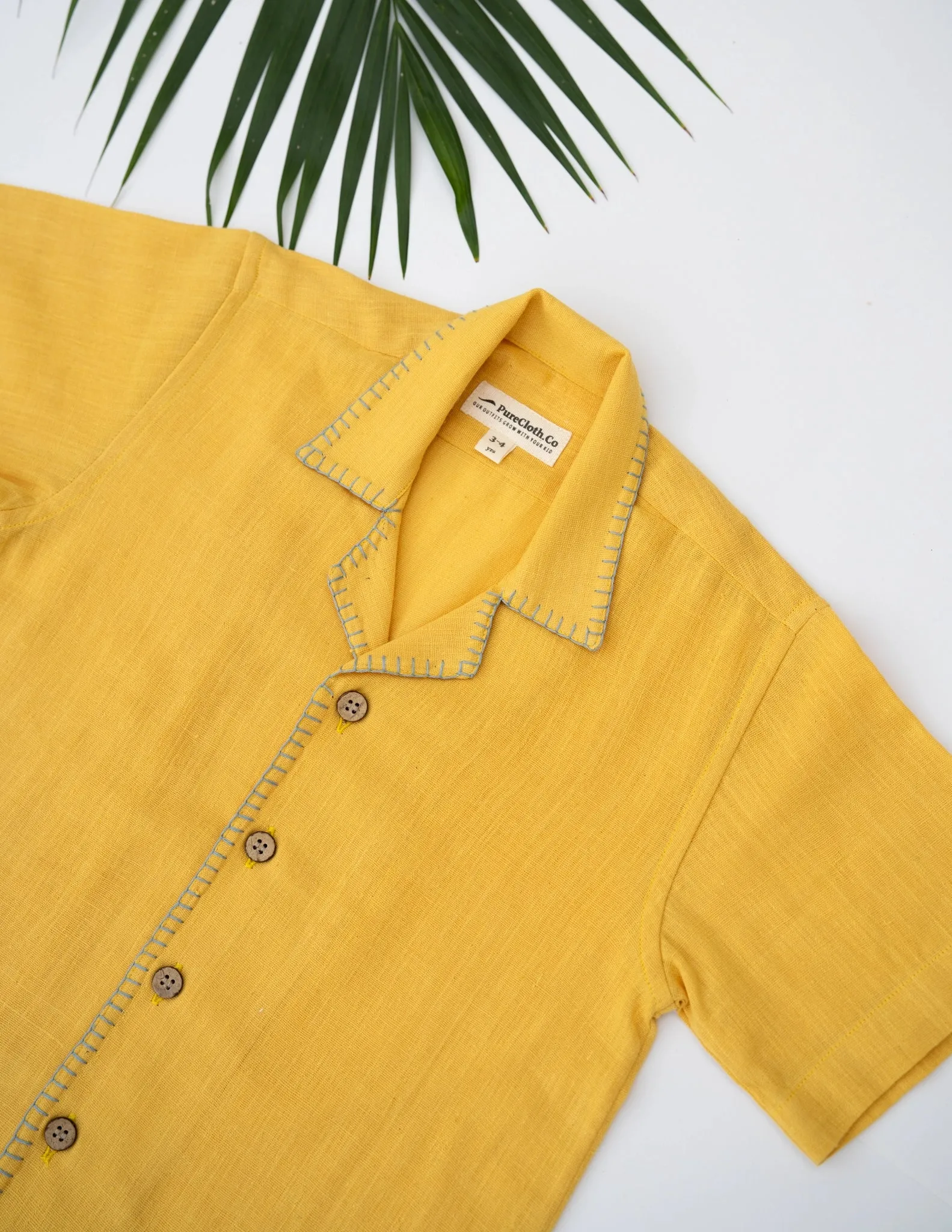 Handwoven Cotton Shirt for Kids | Spread Collar | Yellow