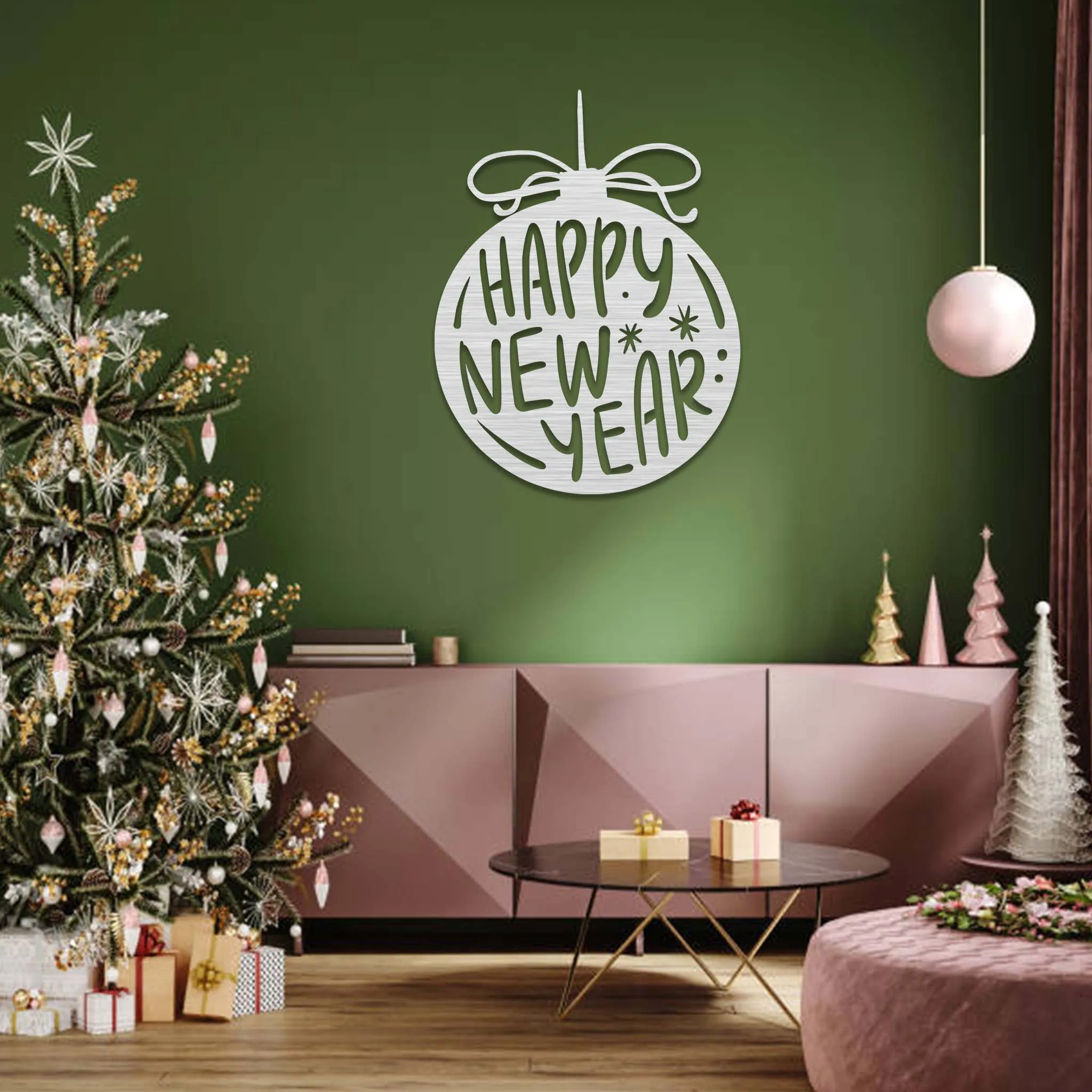 Happy New Year Ornament - Metal Wall Art