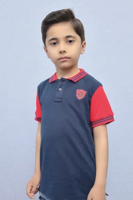 Kids Collared Polo Shirt Navy