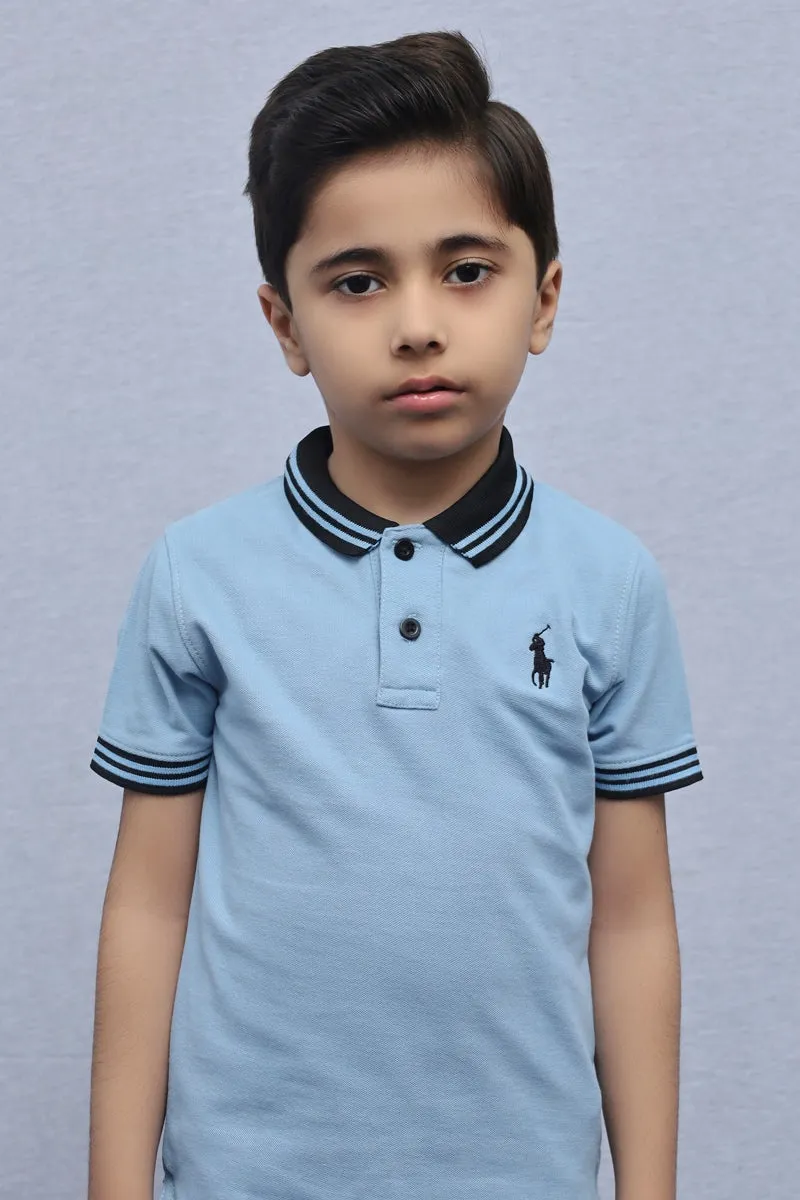 Kids Collared Polo Shirt Sky