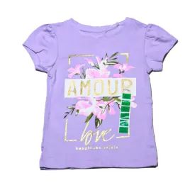 Lilac Flower Placement Print T Shirt