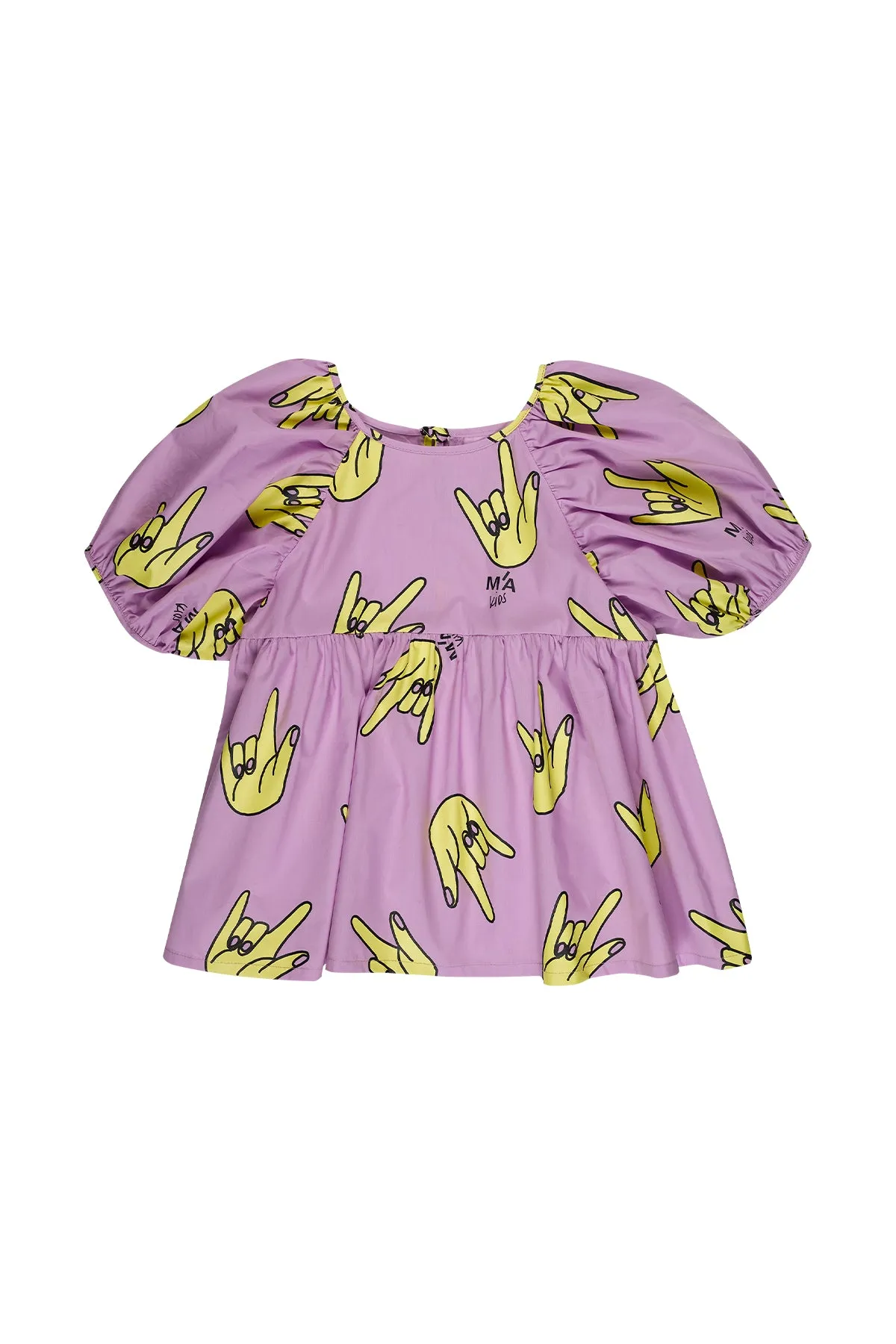 LILAC HANDS PRINT BALLOON SLEEVE TOP