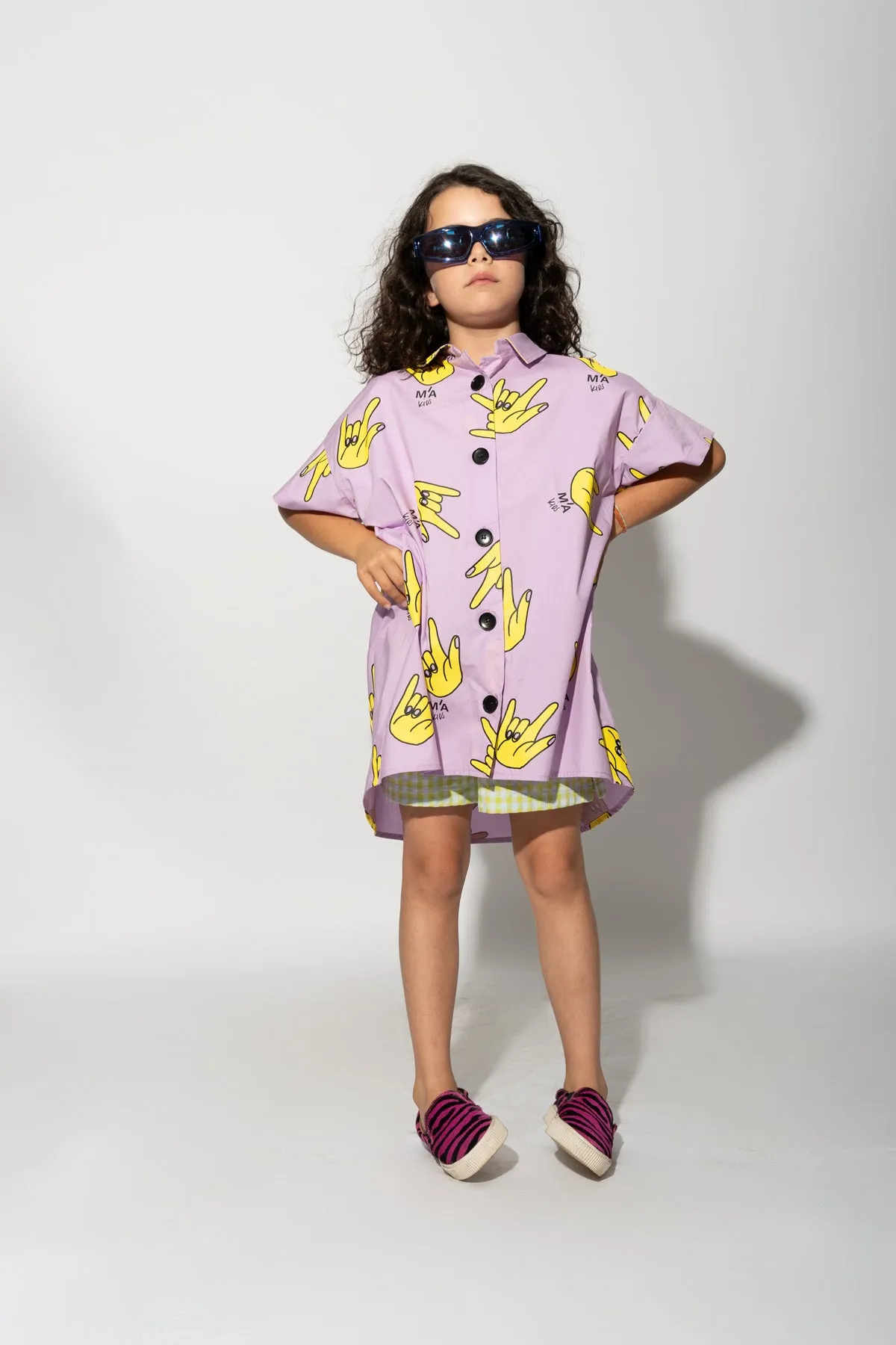 LILAC HANDS PRINT OVERSIZED SHIRT