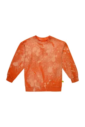 ORANGE AND YELLOW SPLATTERED FLEECE CREW NECK