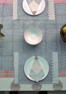 Pearly Pink Hand block Print Placemat & Napkin Set