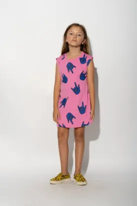 PINK HANDS PRINT T-SHIRT DRESS