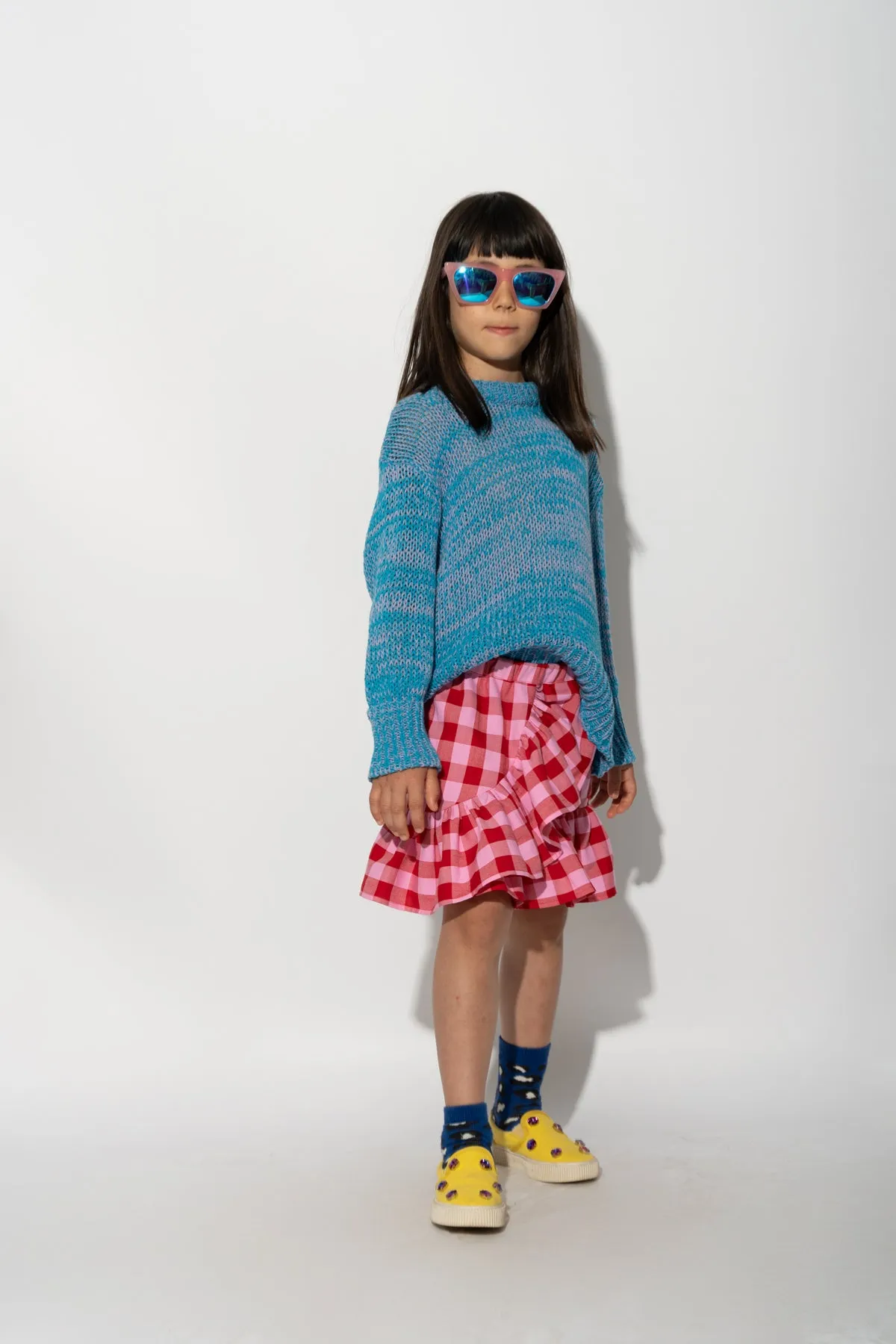RED AND PINK GINGHAM SHORT SKIRT