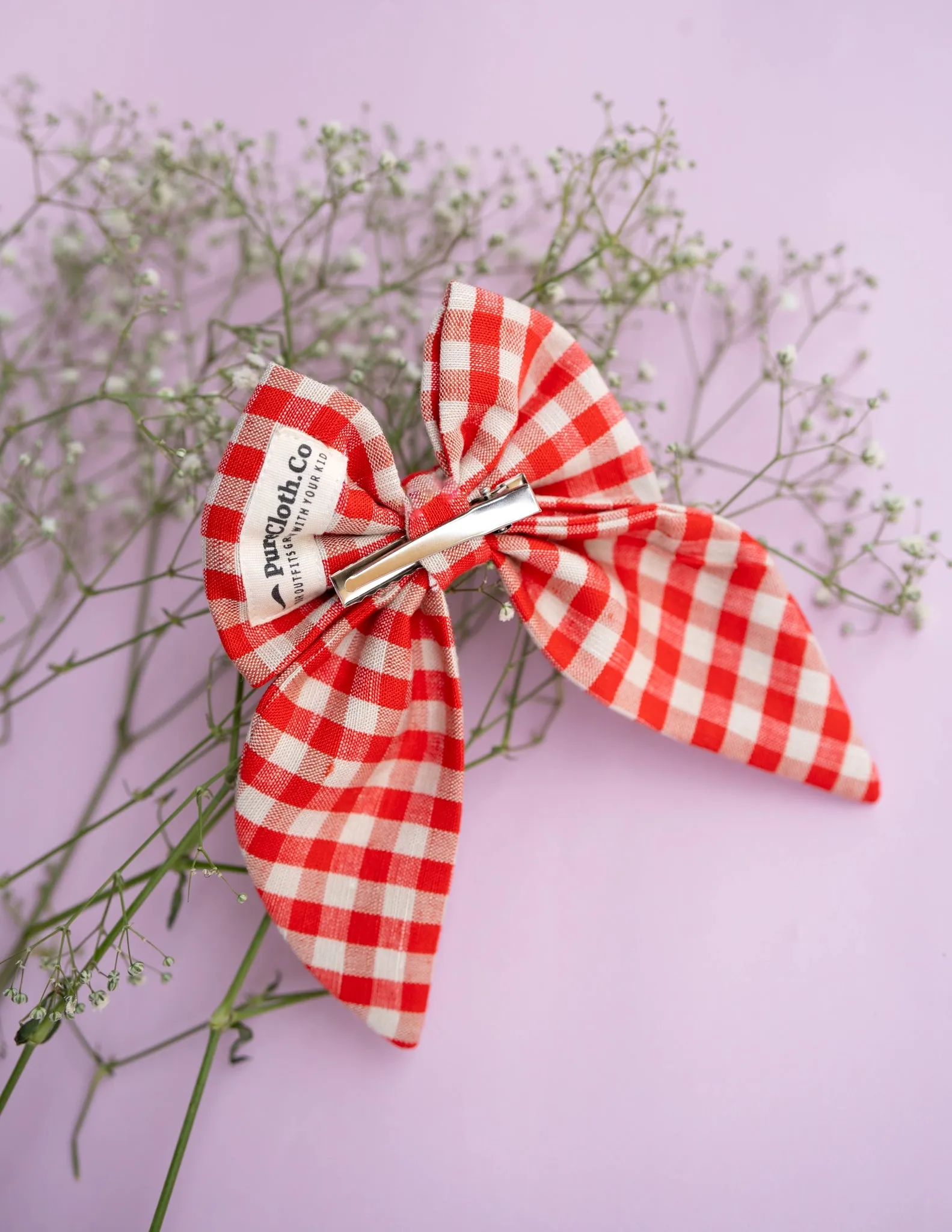 Ruby Gingham Charm Bow | Big Bow Hair Clip | Red