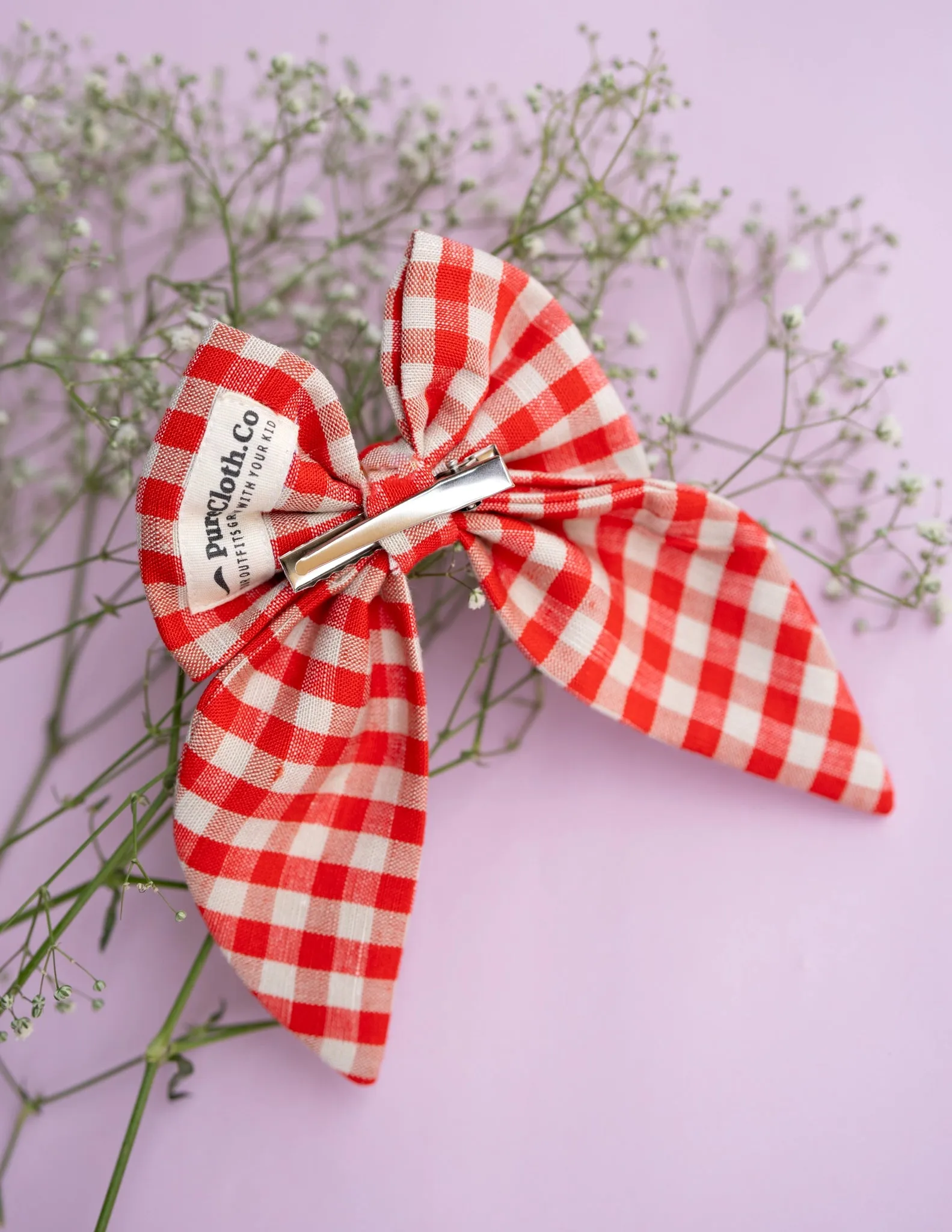 Ruby Gingham Charm Bow | Big Bow Hair Clip | Red