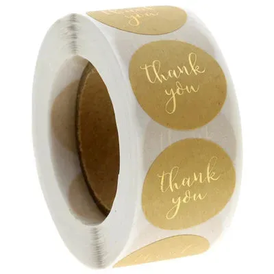 Rustic Kraft Paper "Thank You" Stickers - Perfect for Wedding Parties